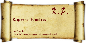 Kapros Pamina névjegykártya